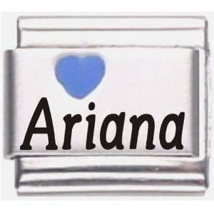    Ariana Dark Blue Heart Laser Name Italian Charm Link Jewelry