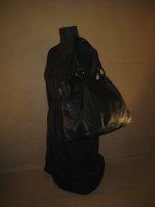 KENNETH COLE Black Leather Tote Shopper Satchel Shoulder Purse Ring 