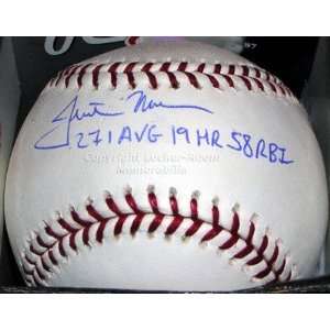 Justin Morneau Autographed Ball   OML : 2004 Stats