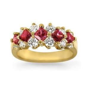  CleverEves Ruby/Round Diamond Ring in 18k Yellow Gold 