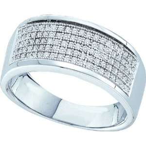 The Bold Shine Diamond Mens Band 10K White Gold with .30CT Micro Pave 