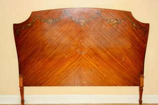 Antique Adam Style Hand Painted Wood Headboard  