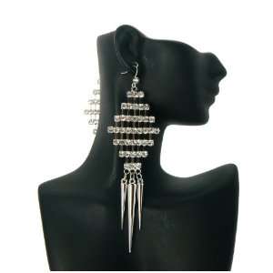  POParazzi 5 Long Lengthen Spike Earrings Silver FE4037RH Jewelry