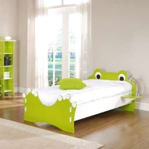  Legare Kids Frog Twin Bed in Green and White: Furniture 