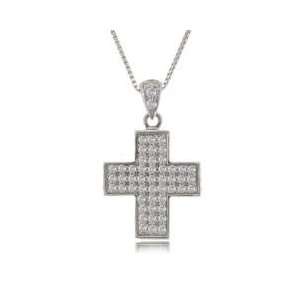    Diamond Cross Pendant 14K White Gold Ladies Large New: Jewelry