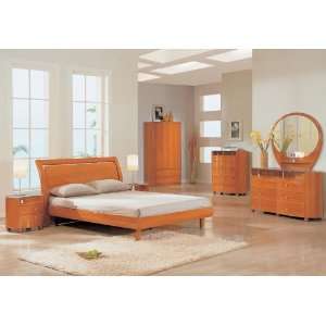  Global Furniture Cherry Emily Contemporary Slat Bedroom 