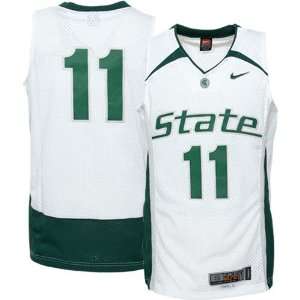  Nike Michigan State Spartans #11 White Twilled Basketball 