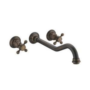   Brass Finish Bathroom Sink Faucet (Wall Mount): Home Improvement