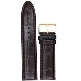Brown Leather Band 24mm Genuine Leather Alligator Pattern Shine Finish 