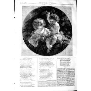  1845 POEM ILLUSTRATION THE YOUNG GARDENERS FINE ART