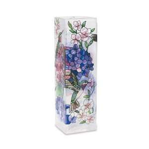  Hummingbird & Hydrangea Hand Painted Stained Glass Vase By 