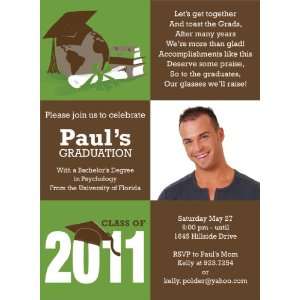   Square Grad Olive Photo Graduation Invitations