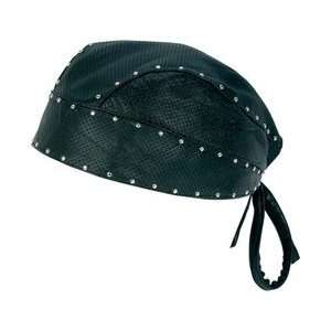  Diamond Plate Solid Genuine Leather Perforated Skull Cap 