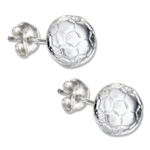  Sterling Silver Mini Soccer Ball Earrings on Posts 