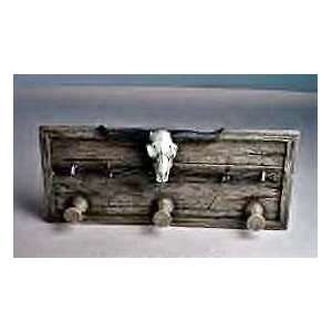  Cow Skull and Barbed Wire Three Peg Wall Plaque