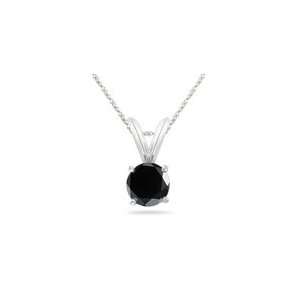   80) Cts Round Black Diamond Solitaire Pendant in Platinum Jewelry