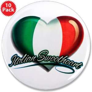  3.5 Button (10 Pack) Italian Sweetheart Italy Flag 