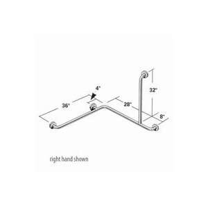 Bathtub/Shower Corner Stainless Steel Grab Bar, Left Hand 32 x 28 x 36 