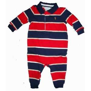   Baby Striped One piece Romper 6 Months Red/Blue/White Striped: Baby