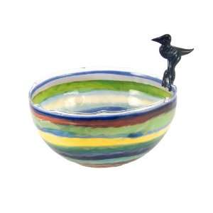  Jim Loewer Glass Handmade 6 inch Bowl with Bird 
