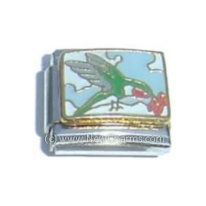   : Hummingbird Gold Trim Italian Charm Bracelet Jewelry Link: Jewelry