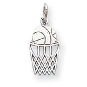  10k White Gold Basketball & Net Charm Jewelry