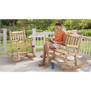  Double Cedar Log Rocking Chair: Patio, Lawn & Garden