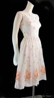 Vintage 50s Semi Sheer Dotted Swiss Full Skirt Sundress Party Dress 