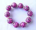 animal print hot pink strip resin bead bracelet new w