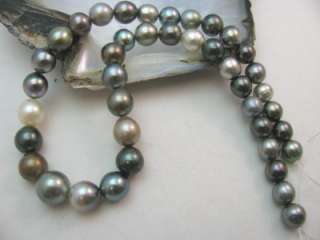 RARE MULTI COLOR TAHITIAN PEARL NECKLACE 14KT GOLD  