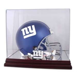  Mahogany Football Helmet New York Giants Logo Display Case 