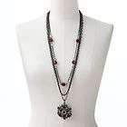 APT 9 JET SIMULATED CRYSTAL BEADED LONG NECKLACE NWT