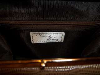 NATURALIZER Brown Faux Leather Snakeskin Satchel Handbag Purse Vintage 