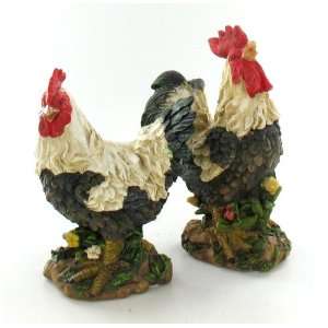    Set of Rooster Hens Statues Country Home Decor