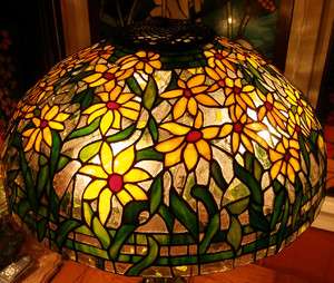   Reproduction Stained Art Glass Lamp Shade Black Eyed Susan YELLOW