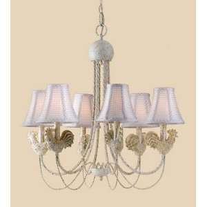 AF Lighting Rooster 6 Light Chandelier With Cream Checkered Shades 