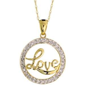 10k Gold 18 in. Thin Chain & 5/8 in. (16mm) Circle of Life in. LOVE in 