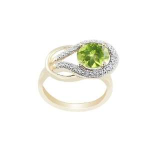   Round Peridot and Diamond Ring (.03 cttw, I Color, I2 Clarity), Size 6