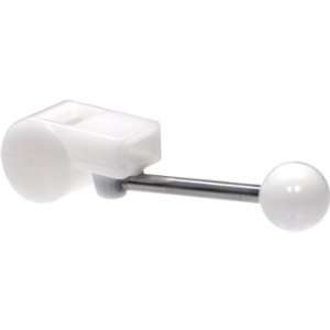  White WHISTLE Barbell Tongue Ring Jewelry