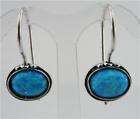 Jewela Silver inlaid lab grown Opal Earrings l e200  