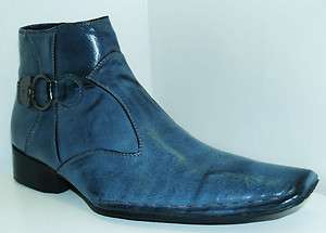 Italian Style Mens Blue Leather Hi Top Dress Boot  