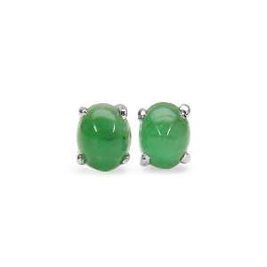    0.40 Carat Genuine Emerald Sterling Silver Stud Earrings: Jewelry