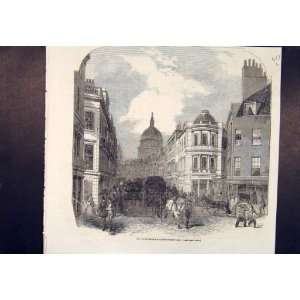  Cannon Street London People Horse Carts Print 1854: Home 