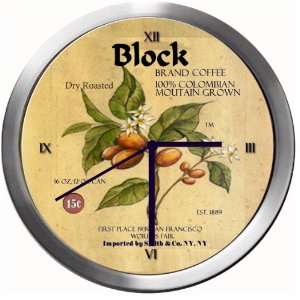  BLOCK 14 Inch Coffee Metal Clock Quartz Movement Kitchen 