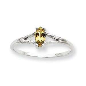  14k White Gold Peridot Birthstone Ring   Size 6 