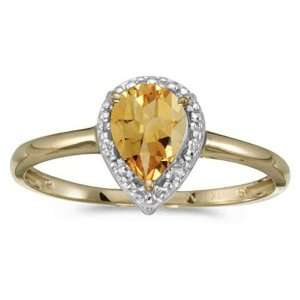   Yellow gold November Birthstone Pear Citrine And Diamond Ring: Jewelry