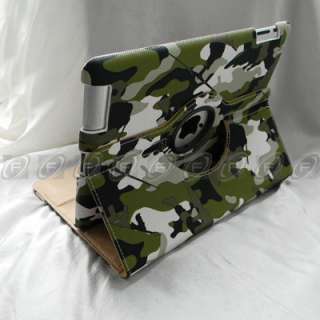 iPad 2 Camouflage Style 360° Rotating Leather Smart Cover Case with 