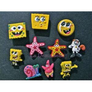 Set of 10 Sponge Bob Style Your Crocs Fun Clips Shoe Clogs Charms With 