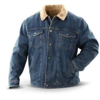  Guide Gear Fleece   lined Denim Jacket Stonewash: Clothing