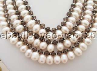  info fresh water cultured pearl white rice pearl and rondelle smoky 